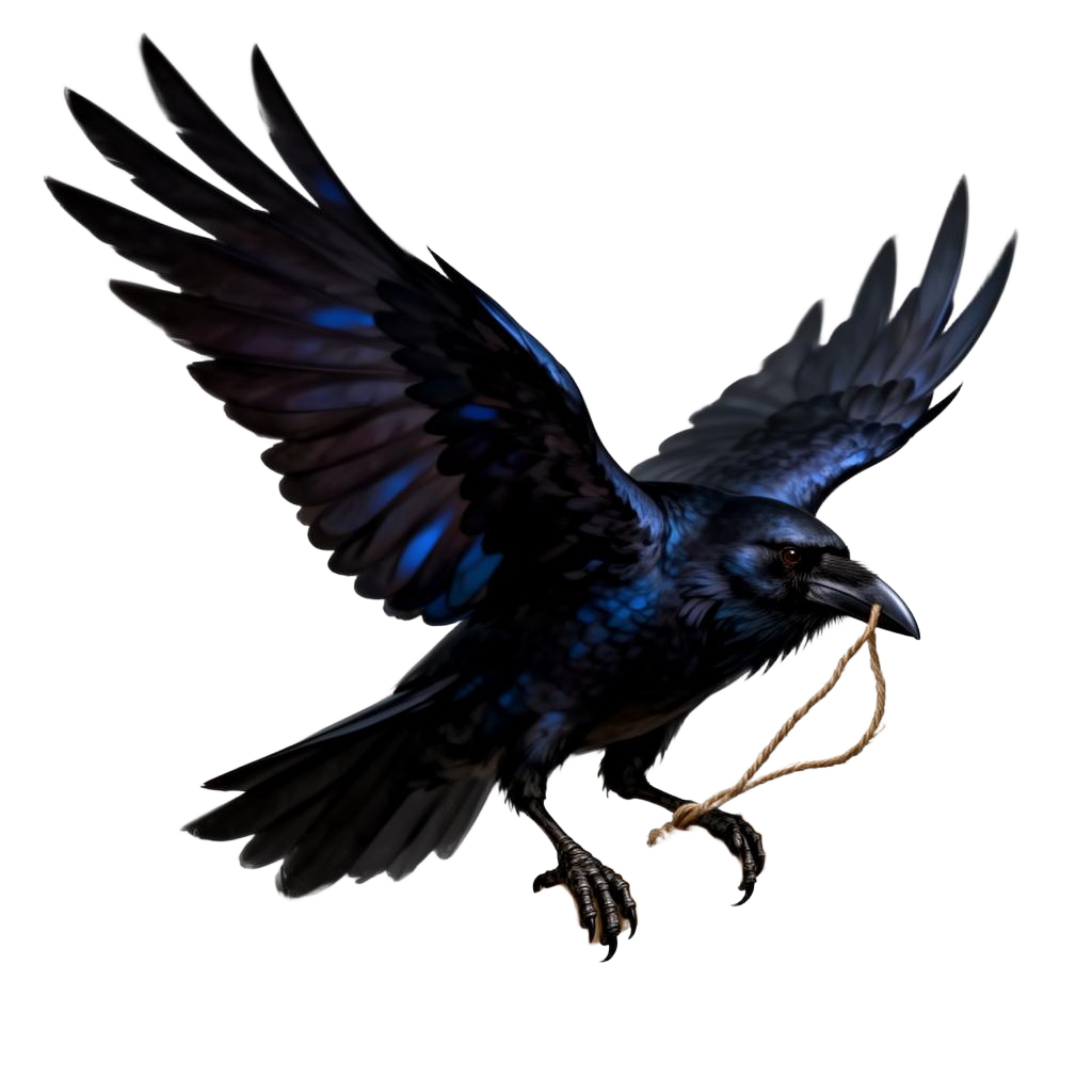 A messenger raven in flight